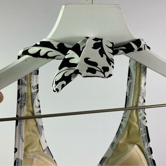 Lands’ End black/white Paisley Print Halter Tankini, women’s 18 - Picture 3 of 5